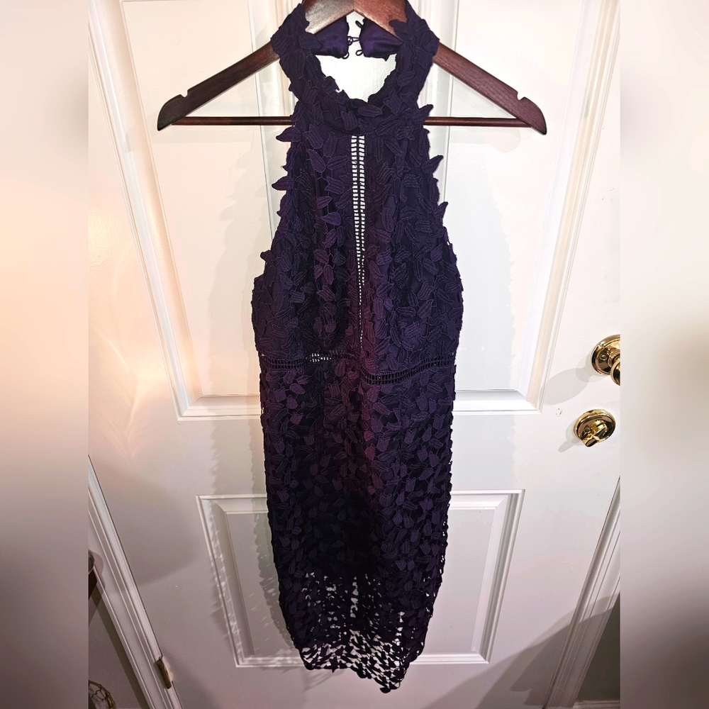 Bardot Navy Backless Lace Dress